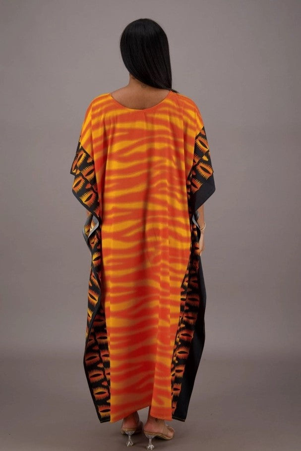 Kaftan orange zèbre