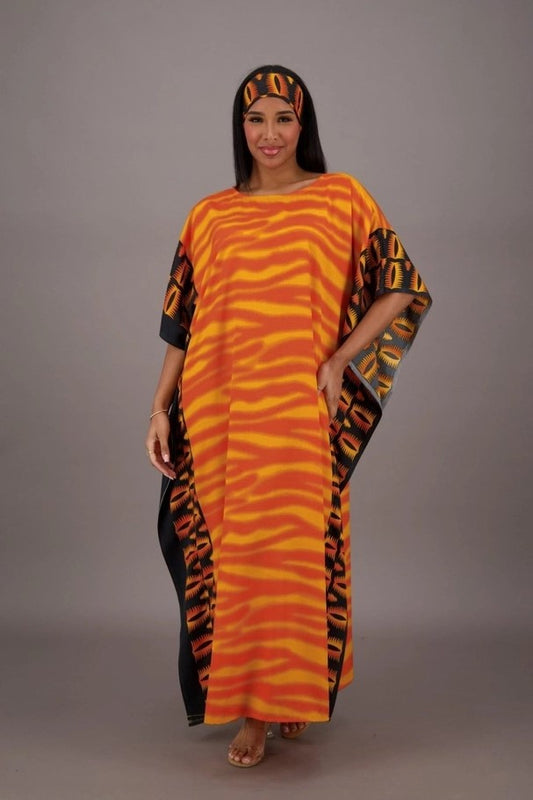 Kaftan orange zèbre
