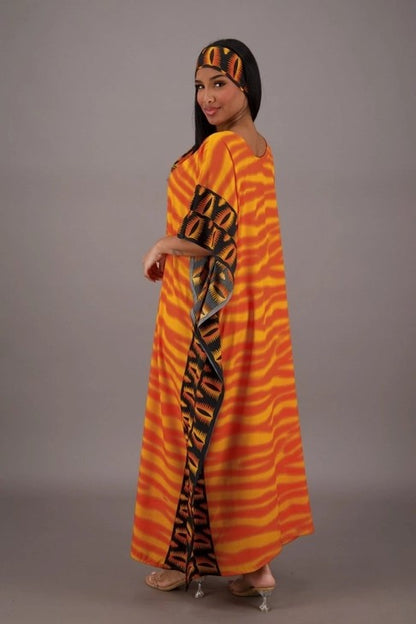 Kaftan orange zèbre
