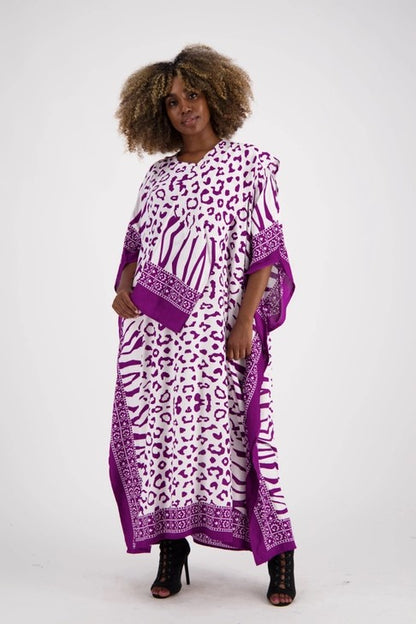 Kaftan en Rayonne Imprimé Zèbre