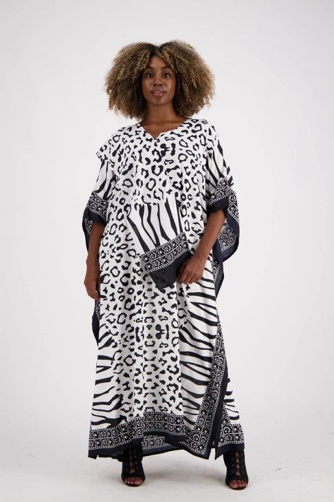 Kaftan en Rayonne Imprimé Zèbre
