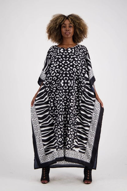 Kaftan en Rayonne Imprimé Zèbre