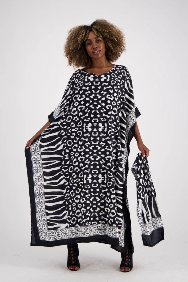 Kaftan en Rayonne Imprimé Zèbre
