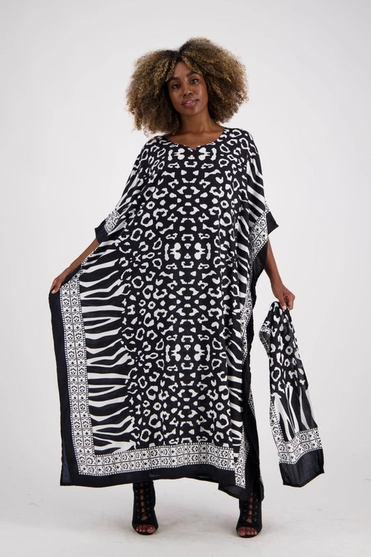 Kaftan en Rayonne Imprimé Zèbre