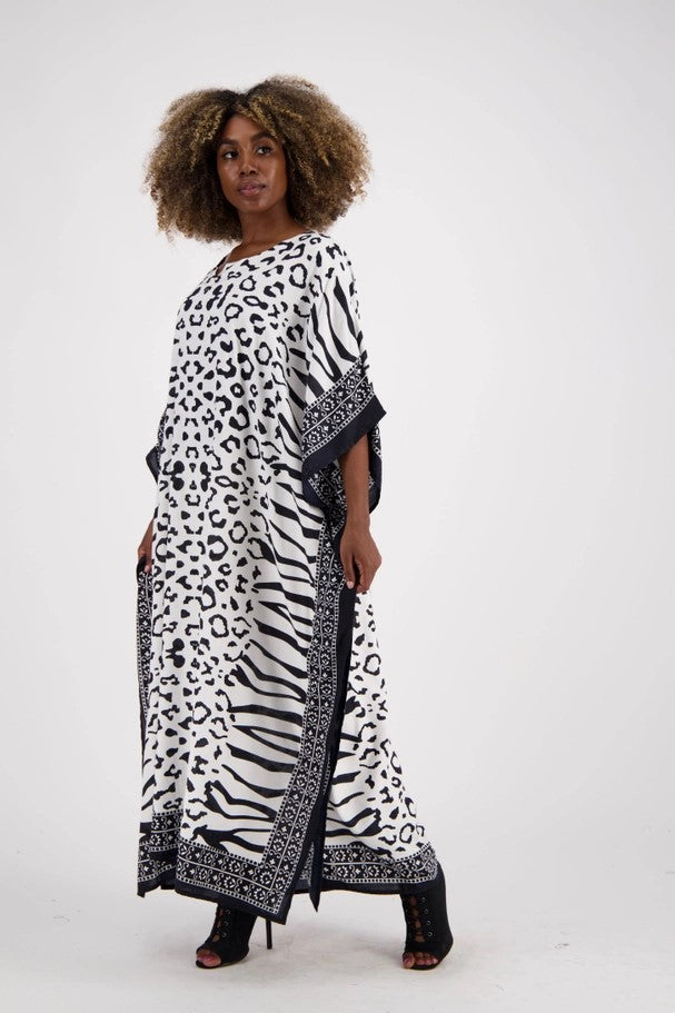 Kaftan en Rayonne Imprimé Zèbre