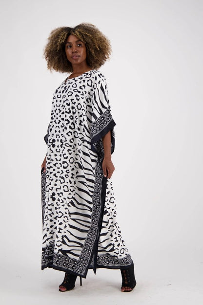 Kaftan en Rayonne Imprimé Zèbre