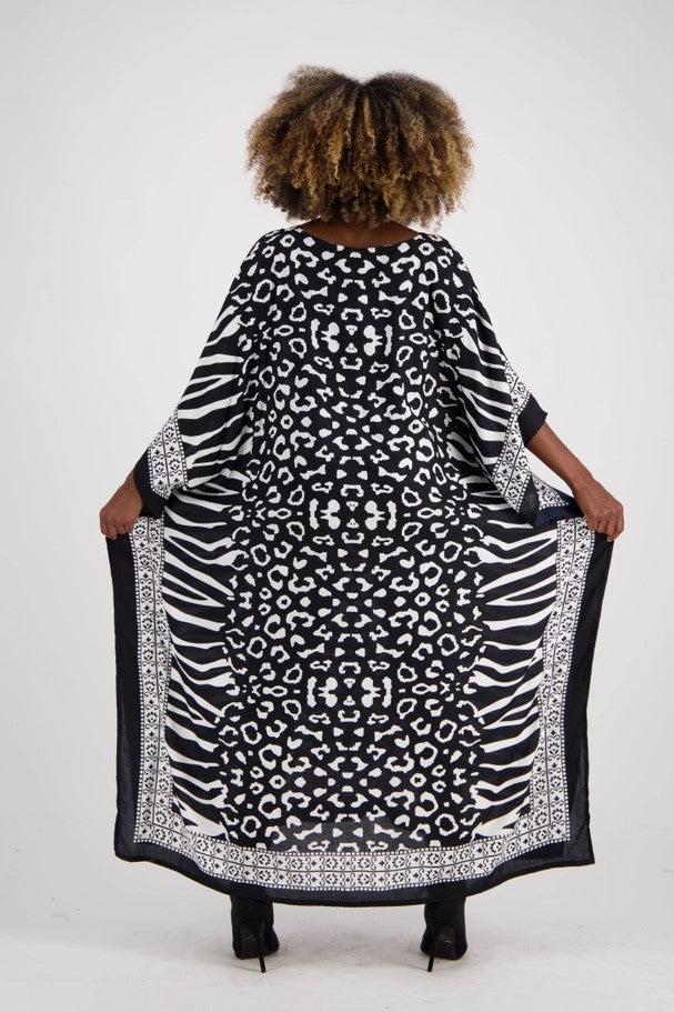 Kaftan en Rayonne Imprimé Zèbre