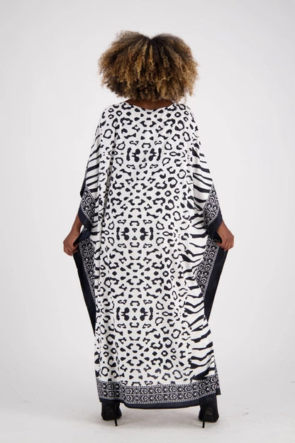 Kaftan en Rayonne Imprimé Zèbre