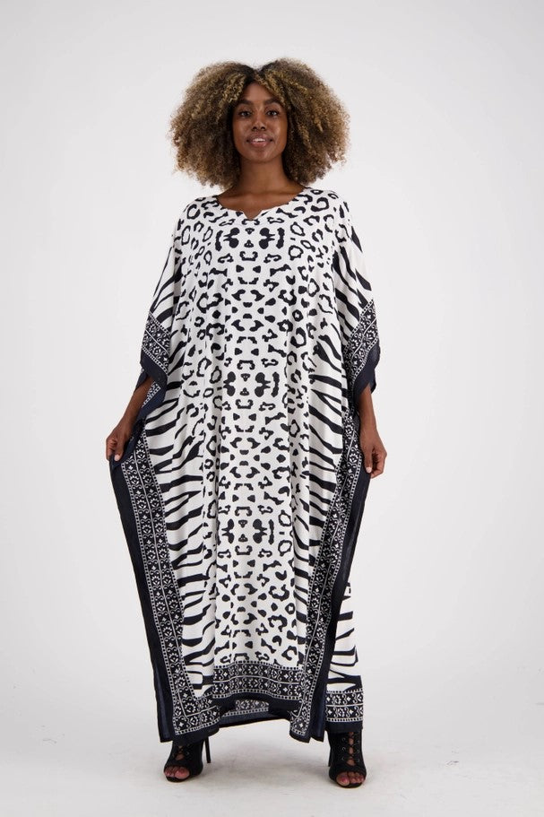 Kaftan en Rayonne Imprimé Zèbre
