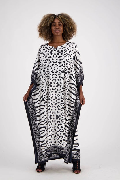 Kaftan en Rayonne Imprimé Zèbre