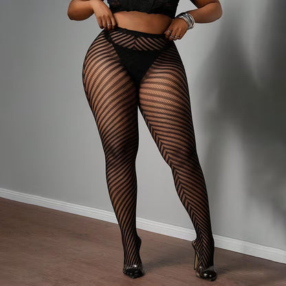 Leggings à Rayures Grande Taille